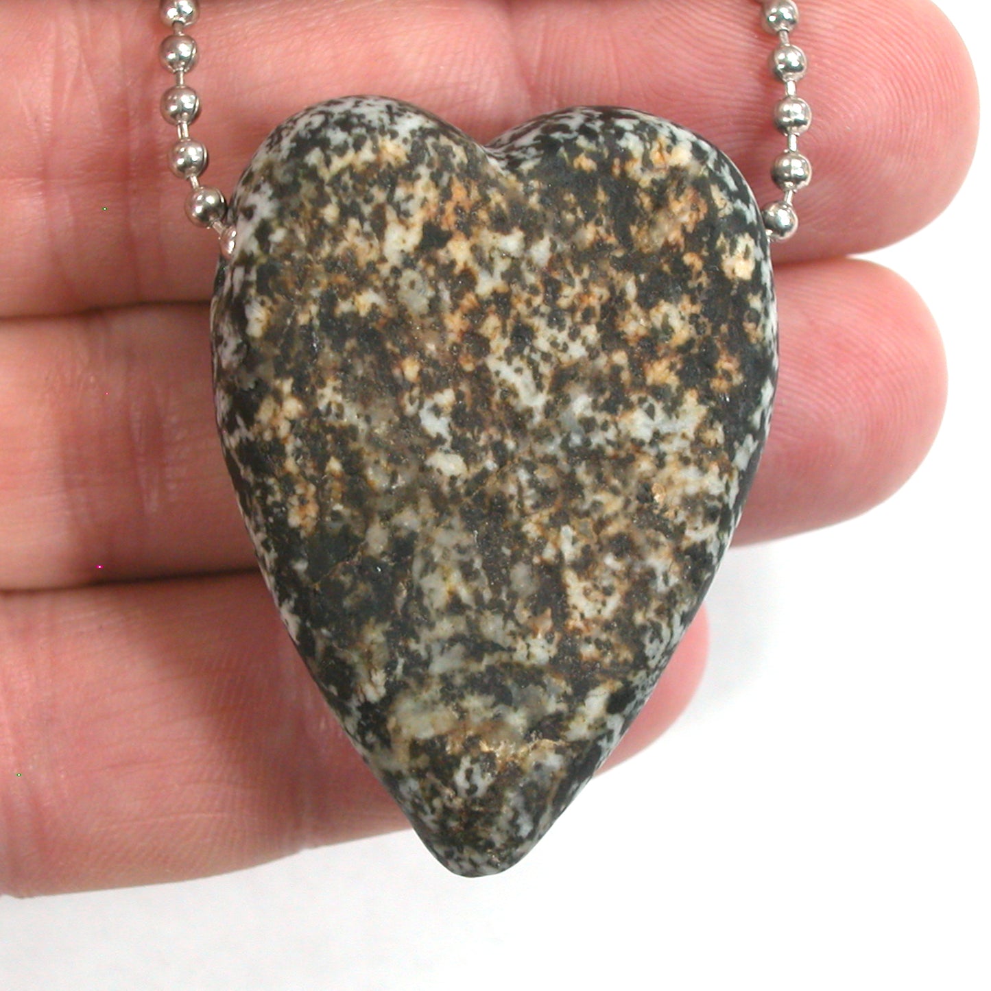 DVH Wolf Creek Radical Faerie Healed Heart of Stone Bead Pendant 44x32x15 (5321) Queer Magic