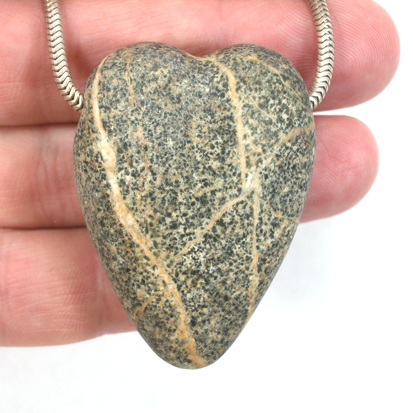 DVH Wolf Creek Radical Faerie Healed Heart of Stone Bead Pendant 42x32x12 (5339) Queer Magic