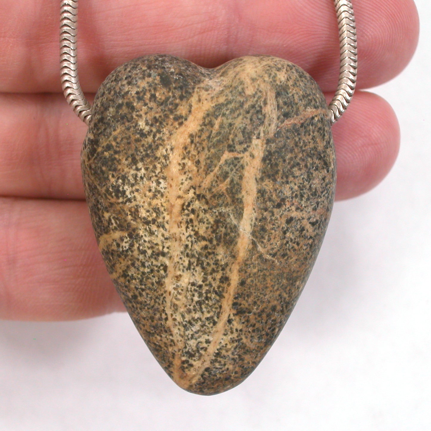 DVH Wolf Creek Radical Faerie Healed Heart of Stone Bead Pendant 42x32x12 (5339) Queer Magic