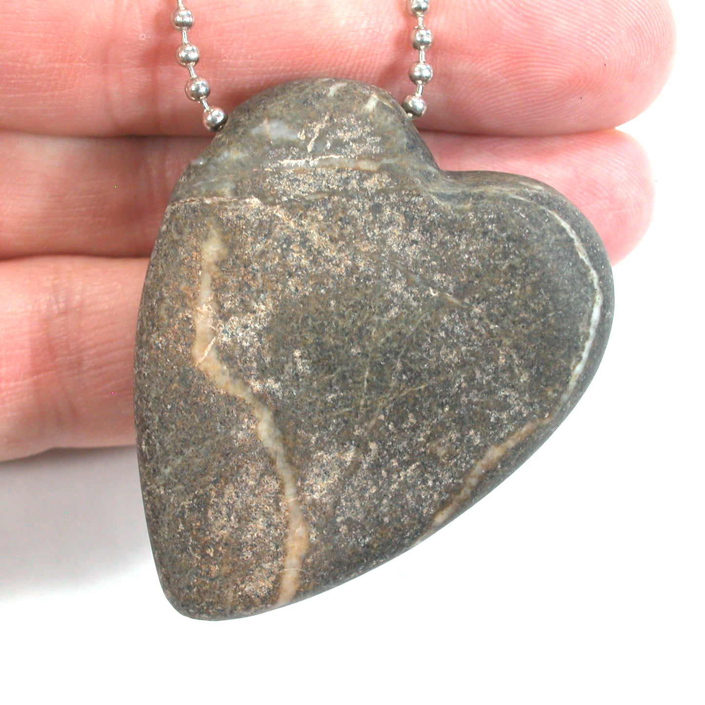 DVH Wolf Creek Radical Faerie Healed Heart of Stone Bead Pendant 52x43x14 (5343) Queer Magic