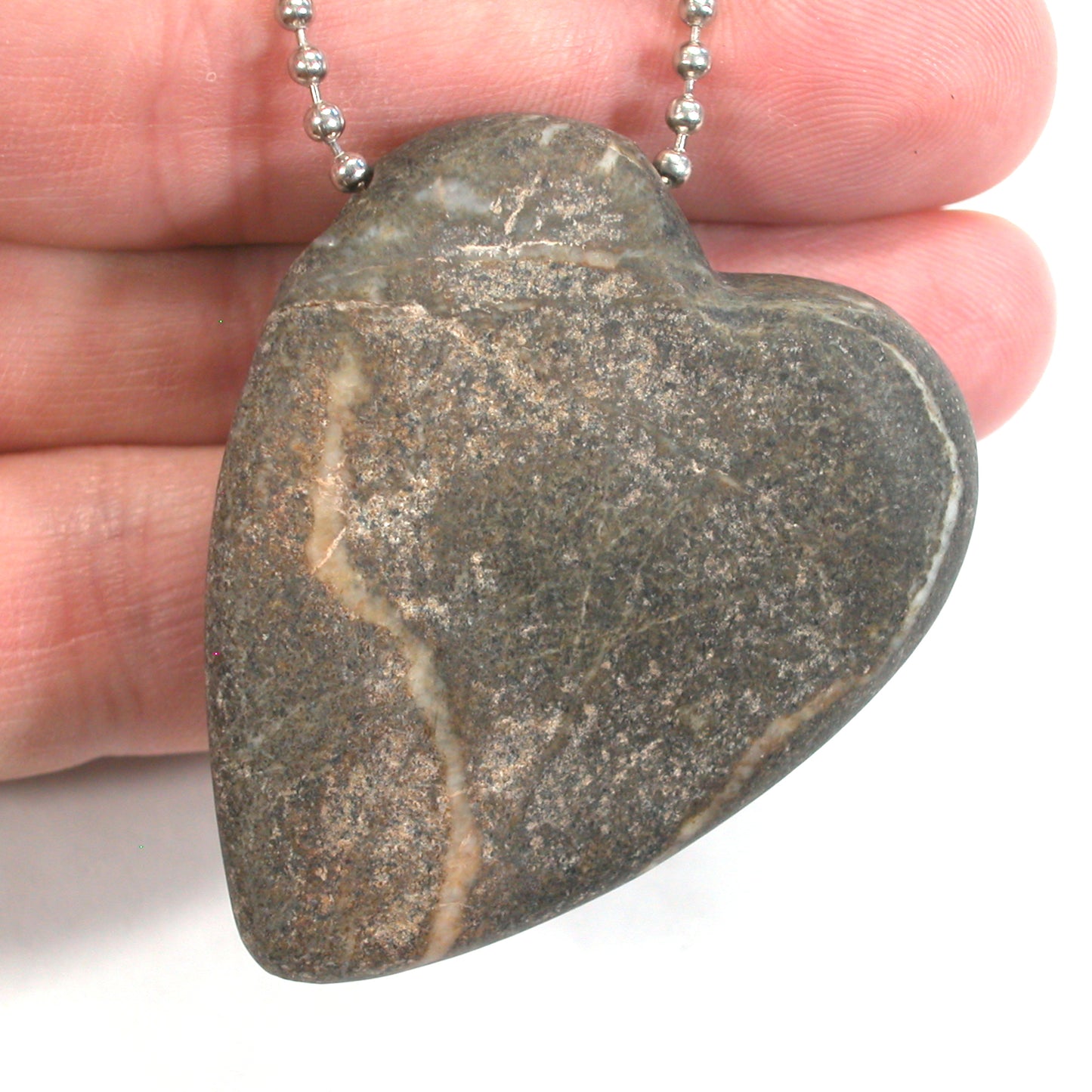 DVH Wolf Creek Radical Faerie Healed Heart of Stone Bead Pendant 52x43x14 (5343) Queer Magic