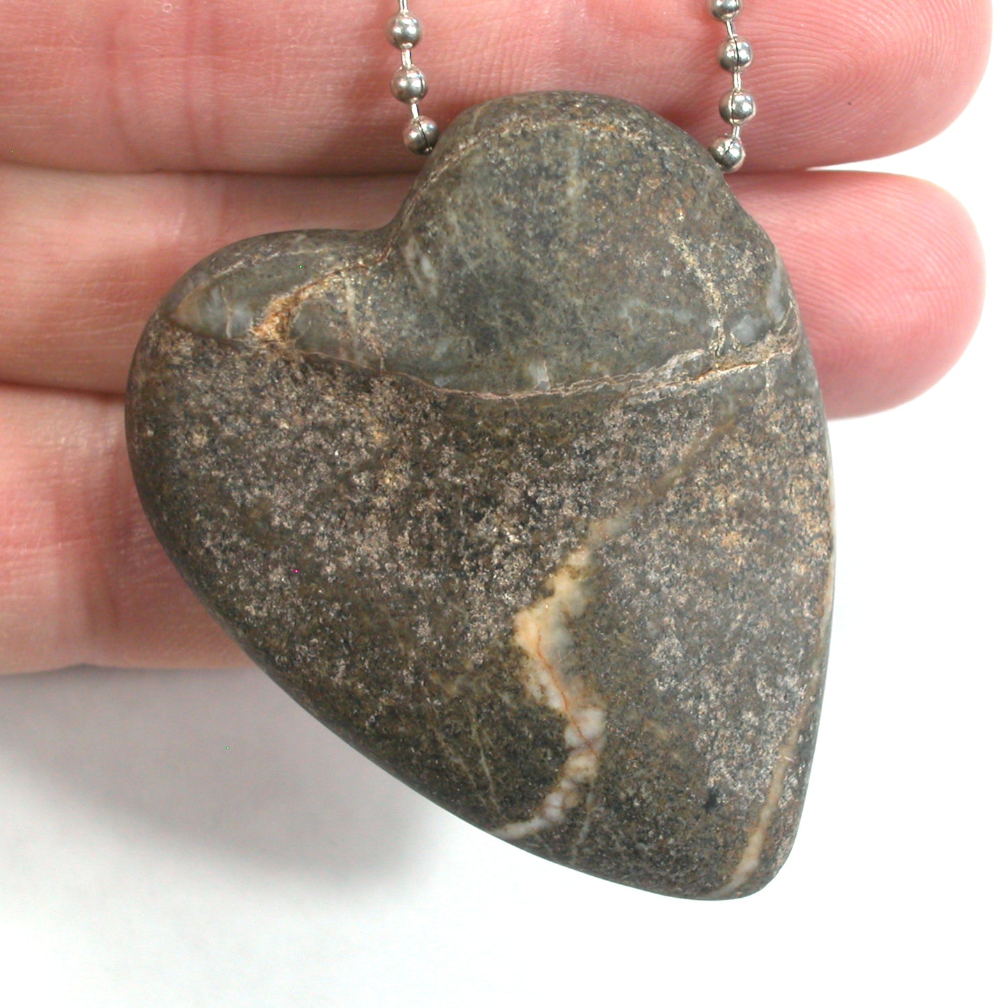 DVH Wolf Creek Radical Faerie Healed Heart of Stone Bead Pendant 52x43x14 (5343) Queer Magic