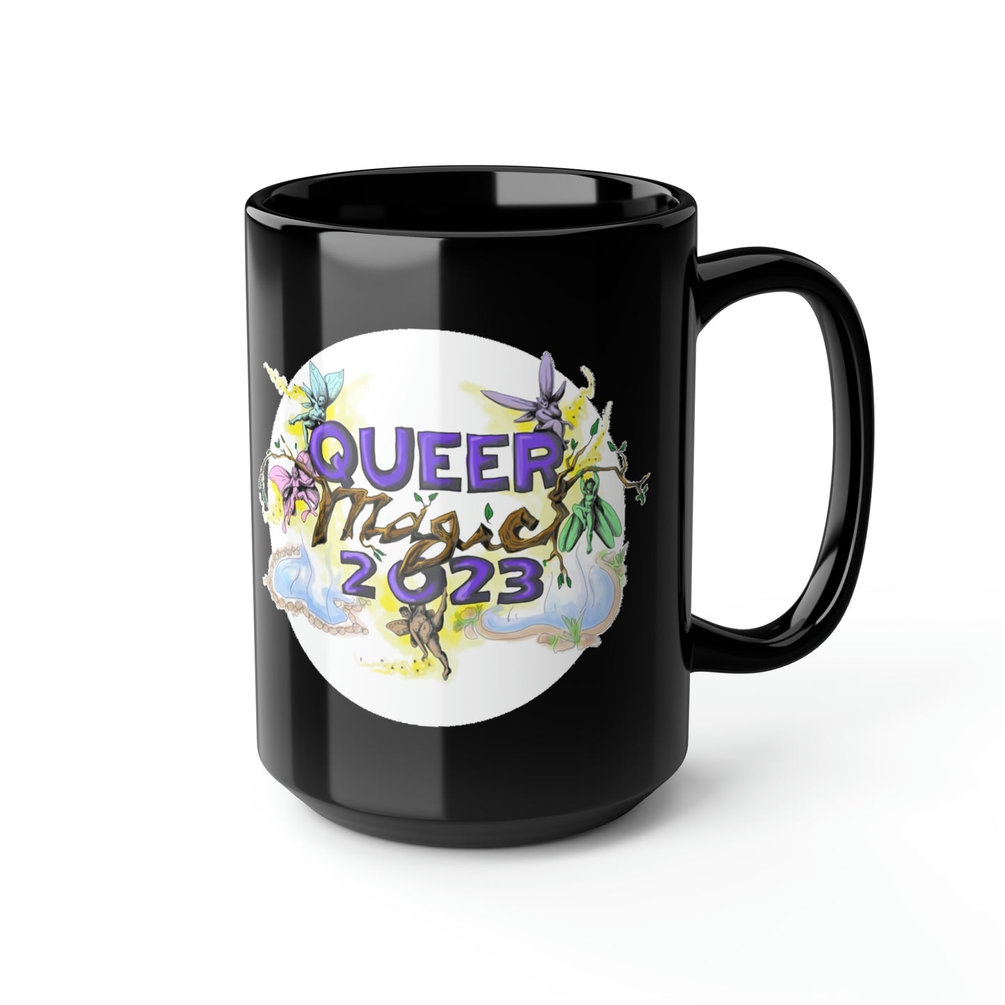 Queer Magic 2023 & Harry Hay Quote Black Mug, 15oz
