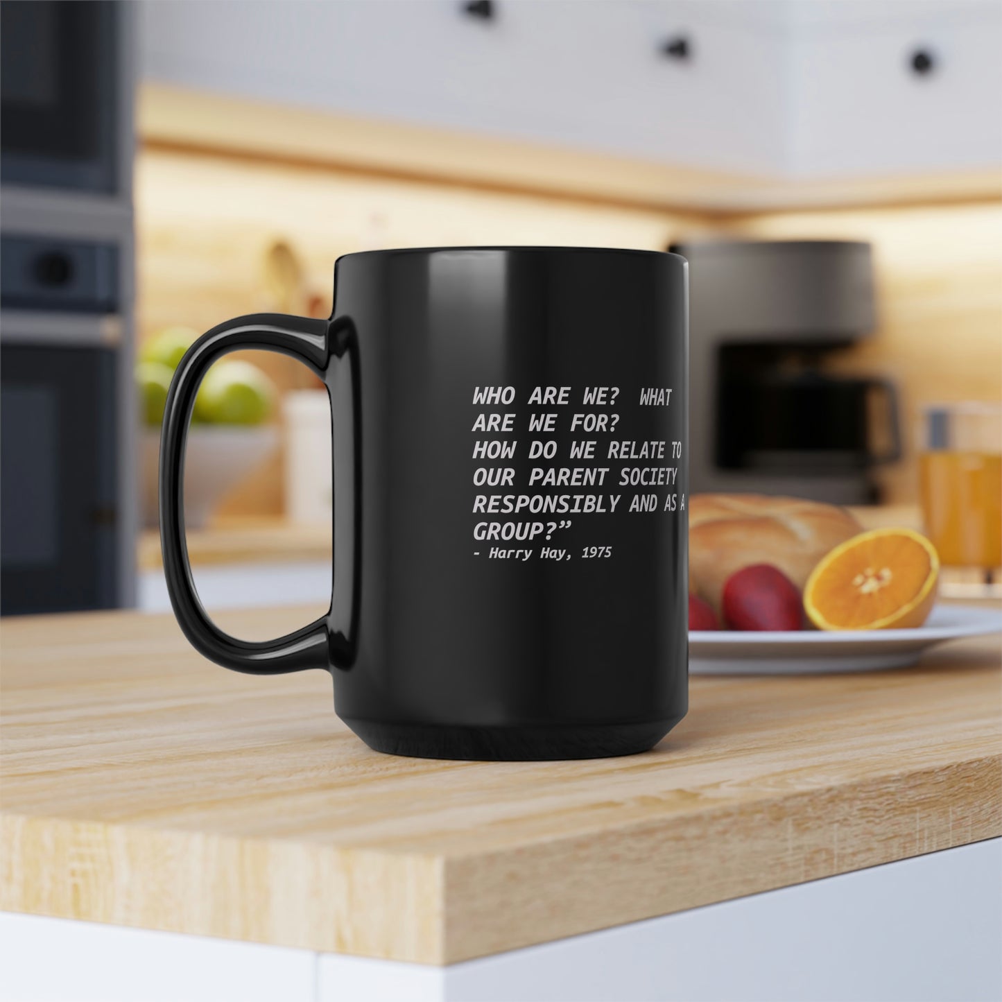 Queer Magic 2023 & Harry Hay Quote Black Mug, 15oz