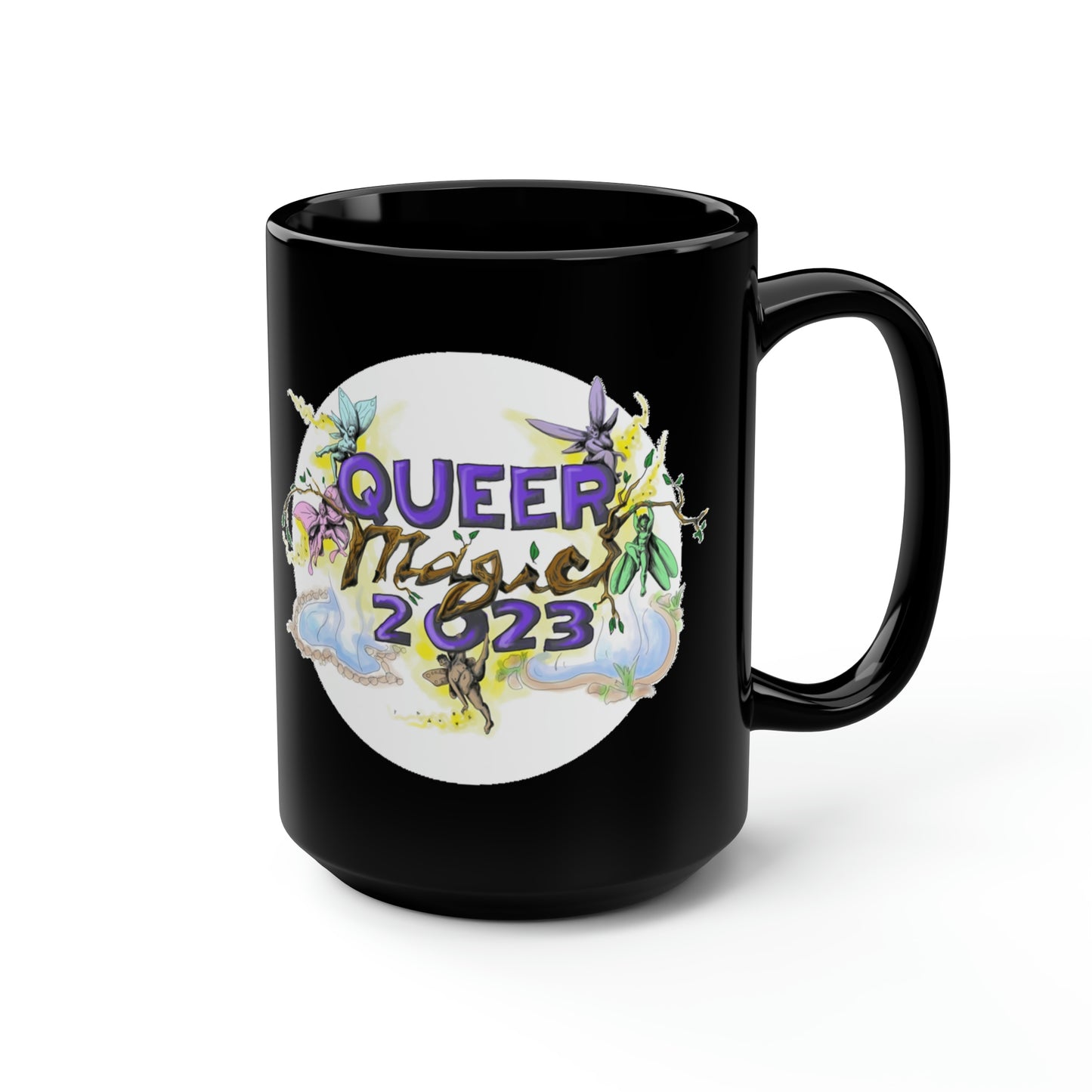 Queer Magic 2023 & Harry Hay Quote Black Mug, 15oz