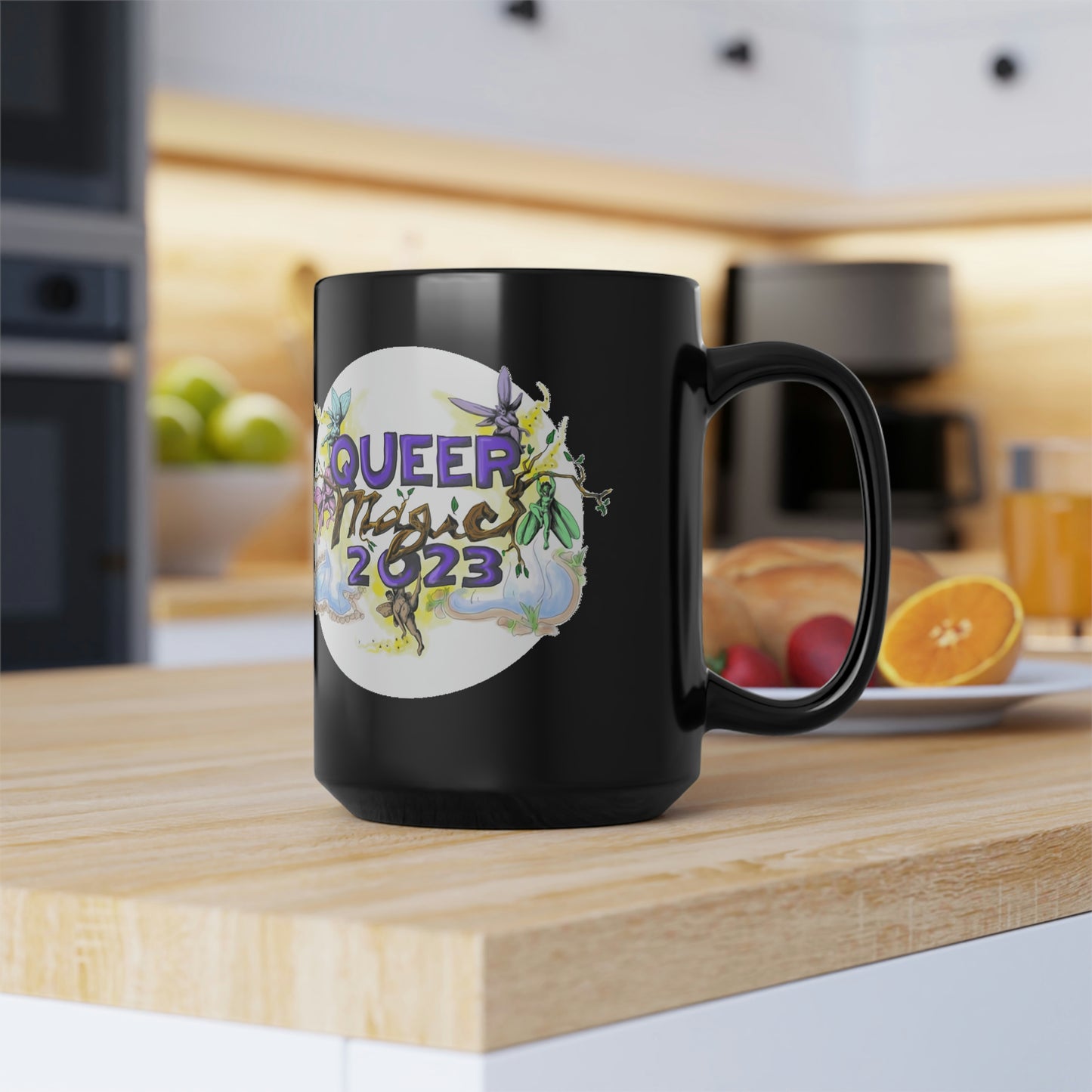 Queer Magic 2023 & Harry Hay Quote Black Mug, 15oz