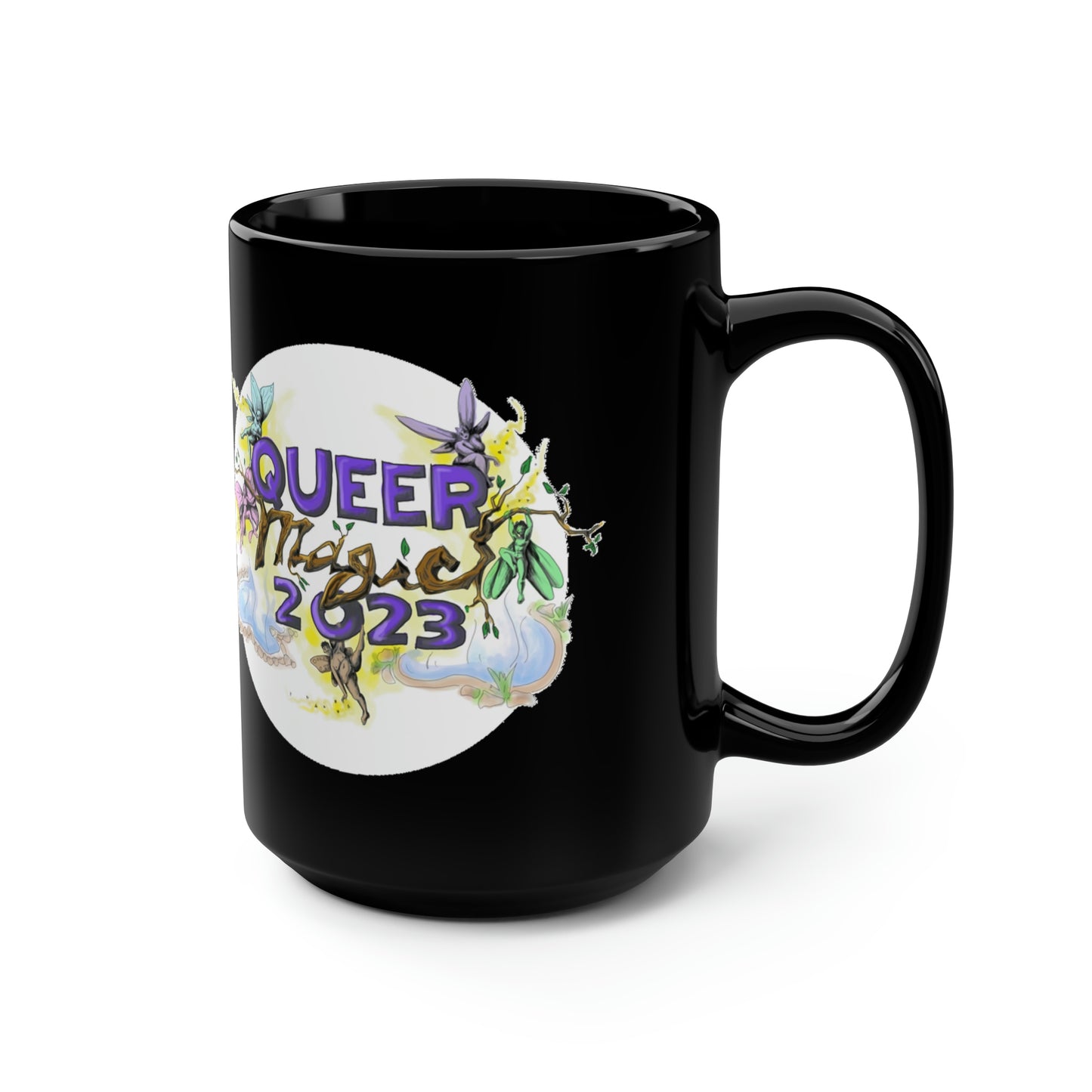 Queer Magic 2023 & Harry Hay Quote Black Mug, 15oz