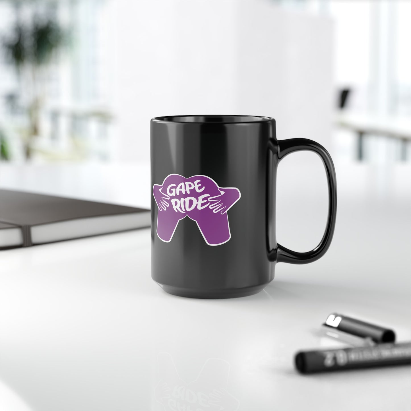 GAPE RIDE Black Mug, 15oz for Queer Magic